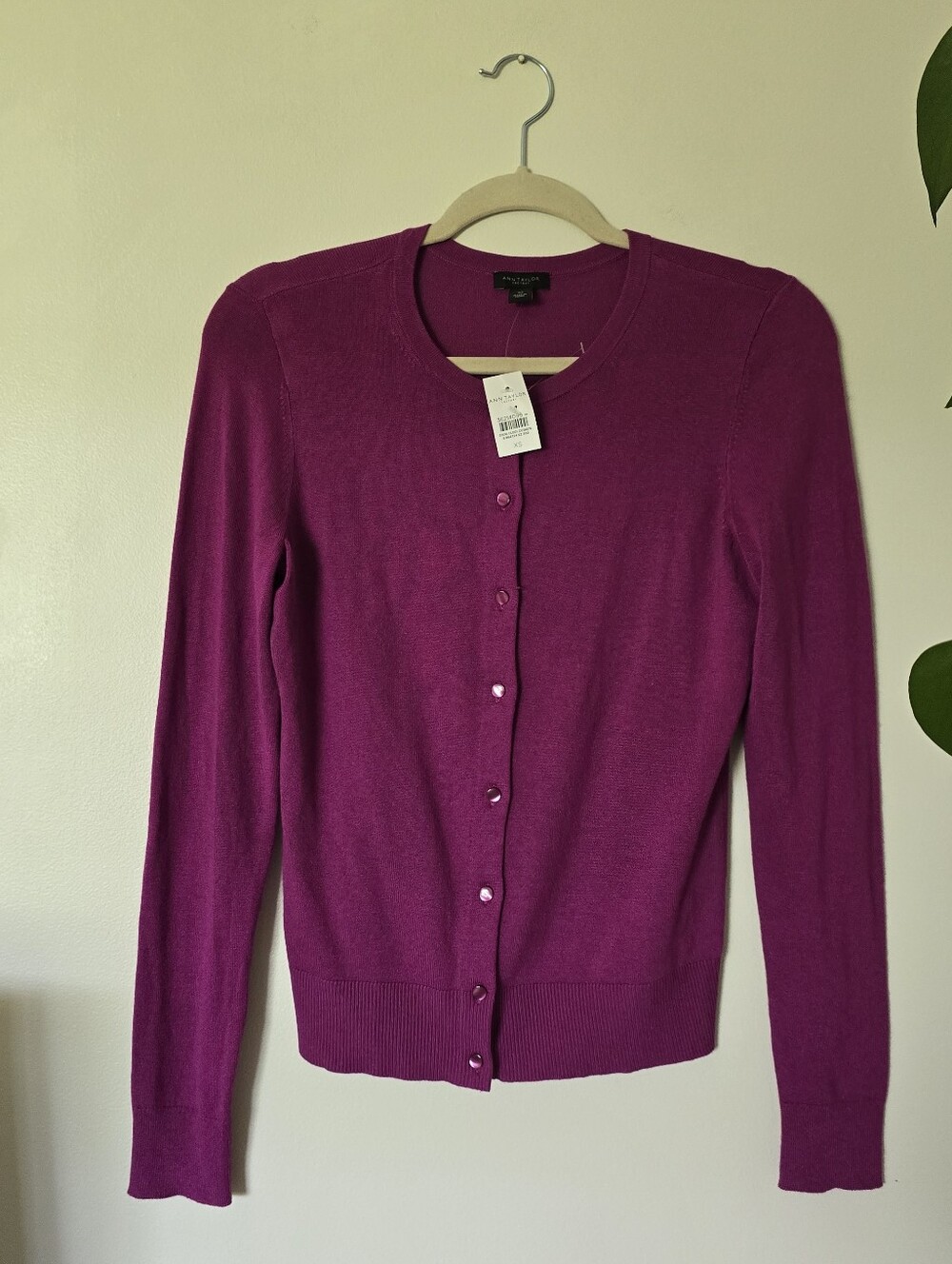 New Ann Taylor Factory Size XS magenta Pink Womens Classic Cardigan Sweater